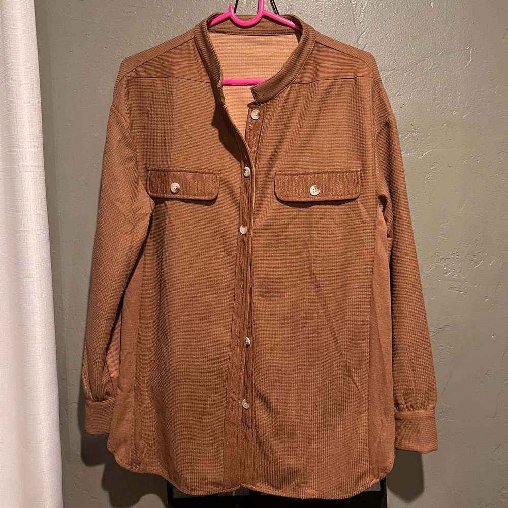 Coffee colored waffle knit flannel